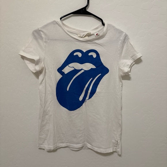 H&M White Tee with Blue Graphic - Picture 1 of 9